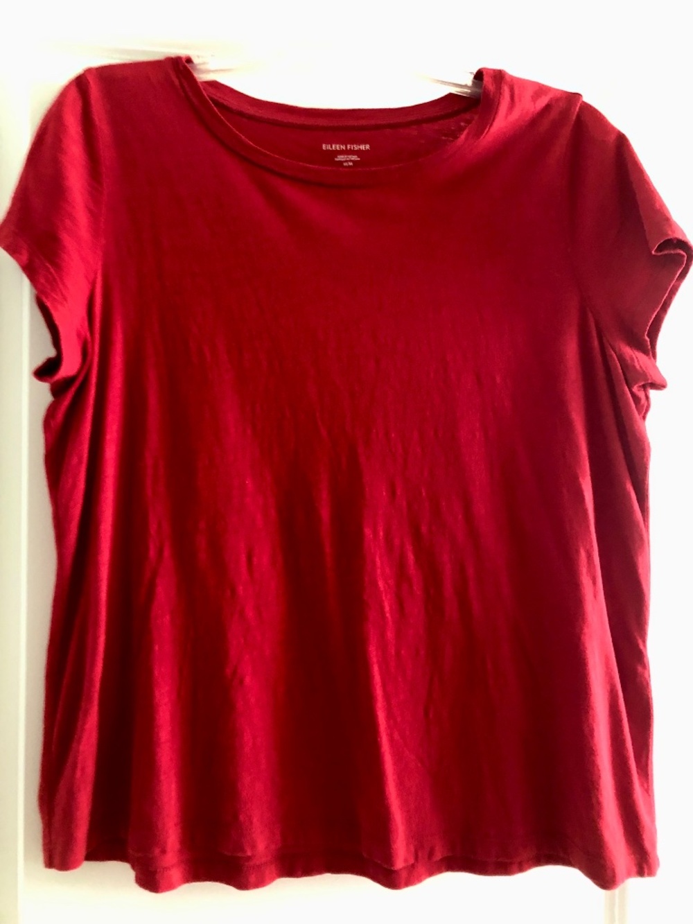 Eileen Fisher Red Short-sleeve Slub Jersey Top SZ M